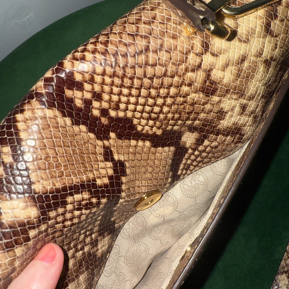 Michael Kors Tan Snake Print Satchel - Picture 5 of 11